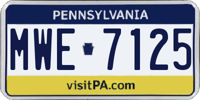 PA license plate MWE7125
