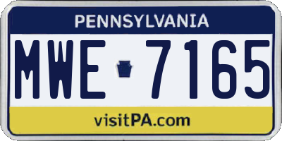 PA license plate MWE7165