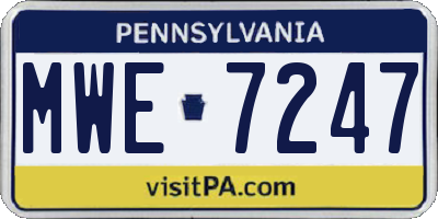 PA license plate MWE7247