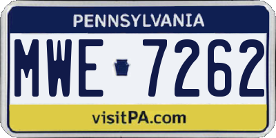 PA license plate MWE7262