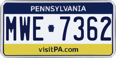 PA license plate MWE7362
