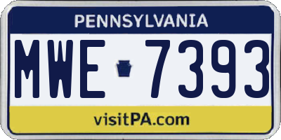 PA license plate MWE7393