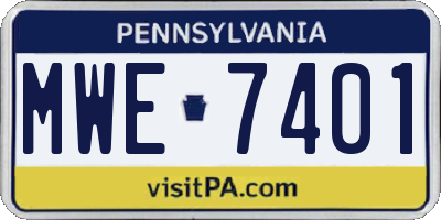PA license plate MWE7401