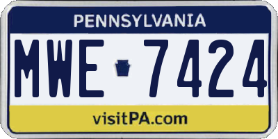 PA license plate MWE7424