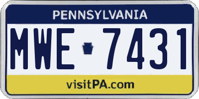 PA license plate MWE7431