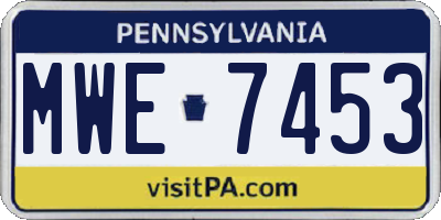 PA license plate MWE7453