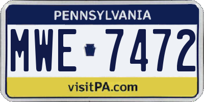 PA license plate MWE7472