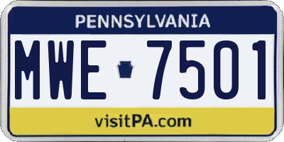 PA license plate MWE7501