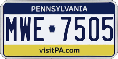 PA license plate MWE7505