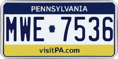 PA license plate MWE7536