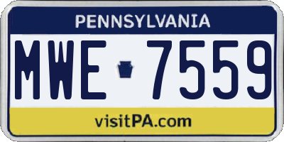 PA license plate MWE7559