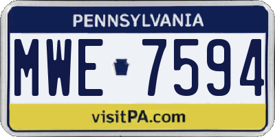 PA license plate MWE7594