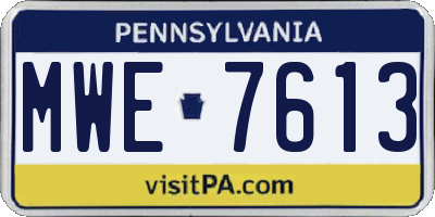 PA license plate MWE7613