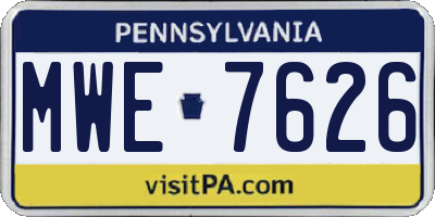 PA license plate MWE7626