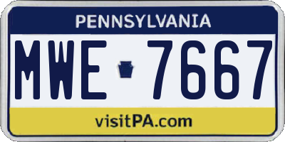 PA license plate MWE7667