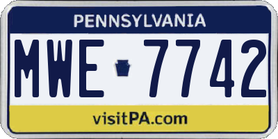 PA license plate MWE7742