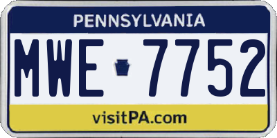PA license plate MWE7752
