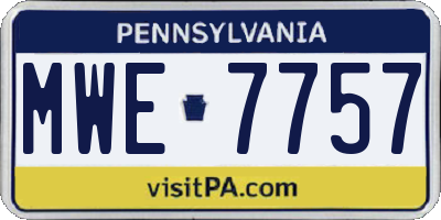 PA license plate MWE7757