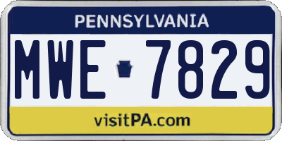 PA license plate MWE7829
