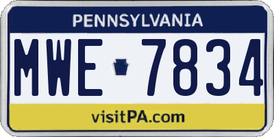 PA license plate MWE7834