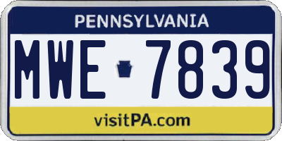 PA license plate MWE7839