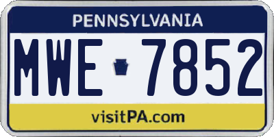 PA license plate MWE7852