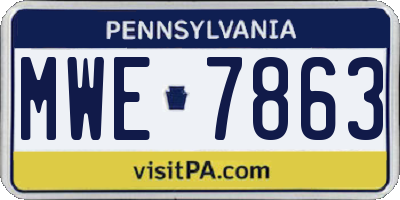 PA license plate MWE7863