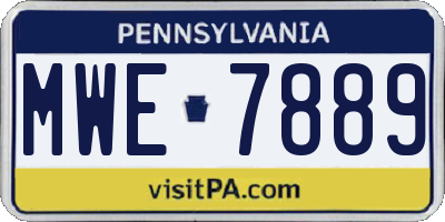 PA license plate MWE7889