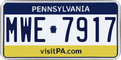 PA license plate MWE7917