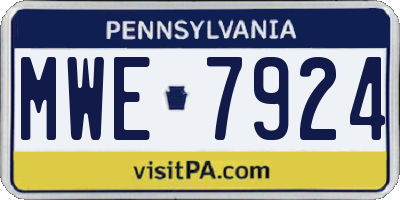 PA license plate MWE7924