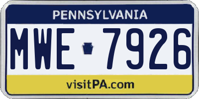 PA license plate MWE7926