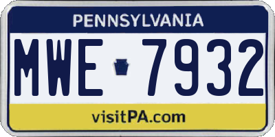 PA license plate MWE7932