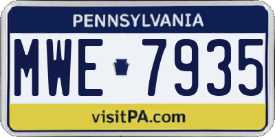PA license plate MWE7935