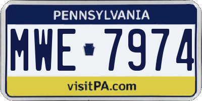PA license plate MWE7974