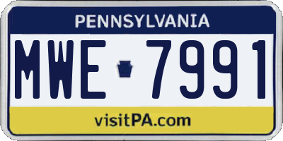 PA license plate MWE7991