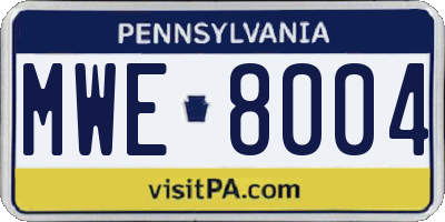 PA license plate MWE8004