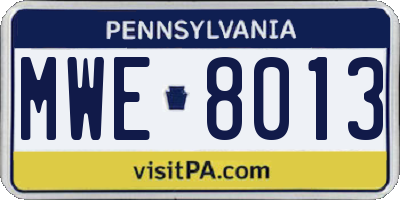 PA license plate MWE8013