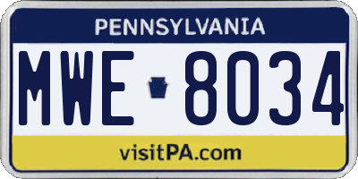 PA license plate MWE8034