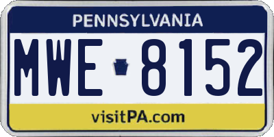 PA license plate MWE8152