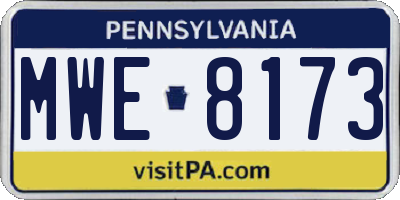 PA license plate MWE8173