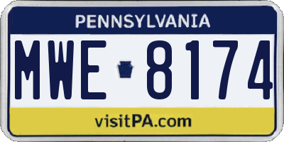 PA license plate MWE8174
