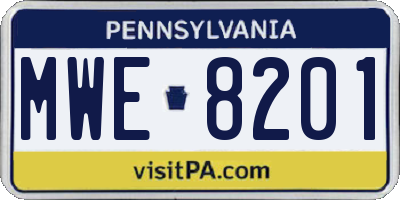 PA license plate MWE8201