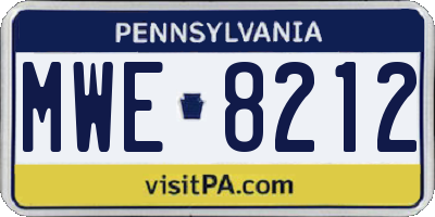 PA license plate MWE8212
