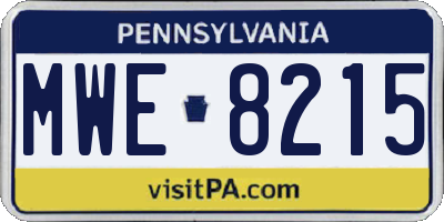 PA license plate MWE8215
