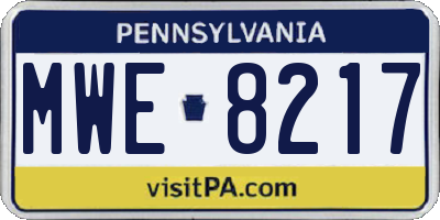 PA license plate MWE8217