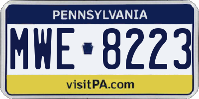 PA license plate MWE8223