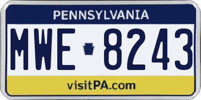 PA license plate MWE8243