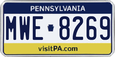 PA license plate MWE8269