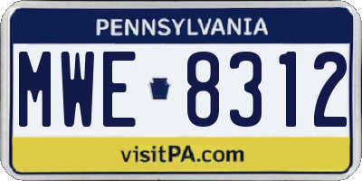 PA license plate MWE8312