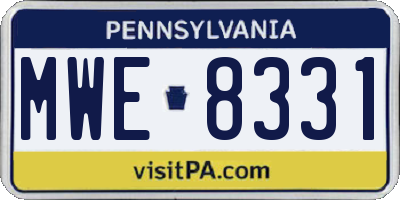PA license plate MWE8331
